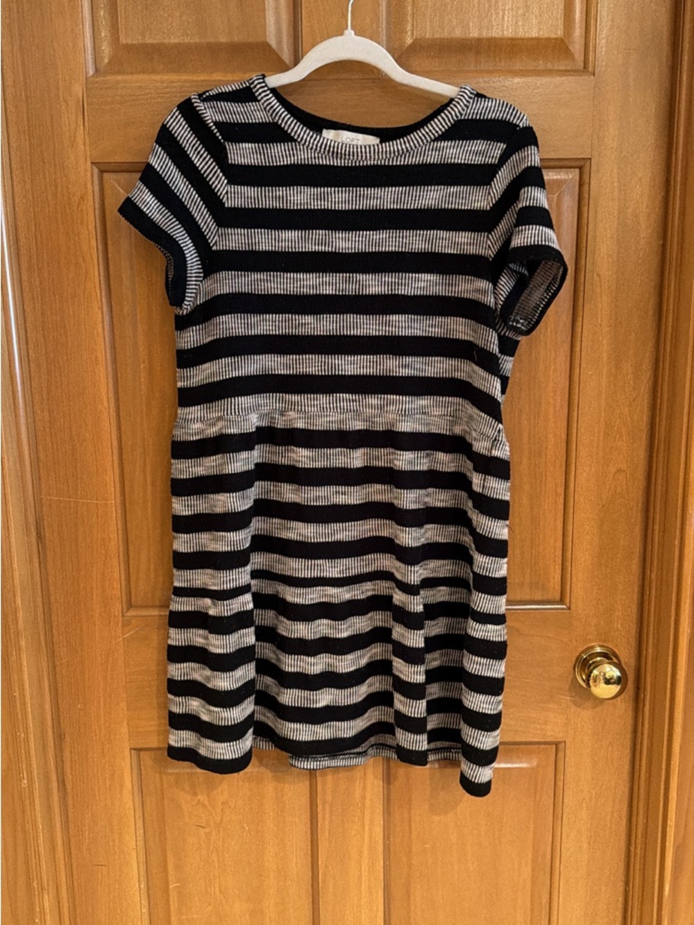LOFT Black and White Striped Mini Dress